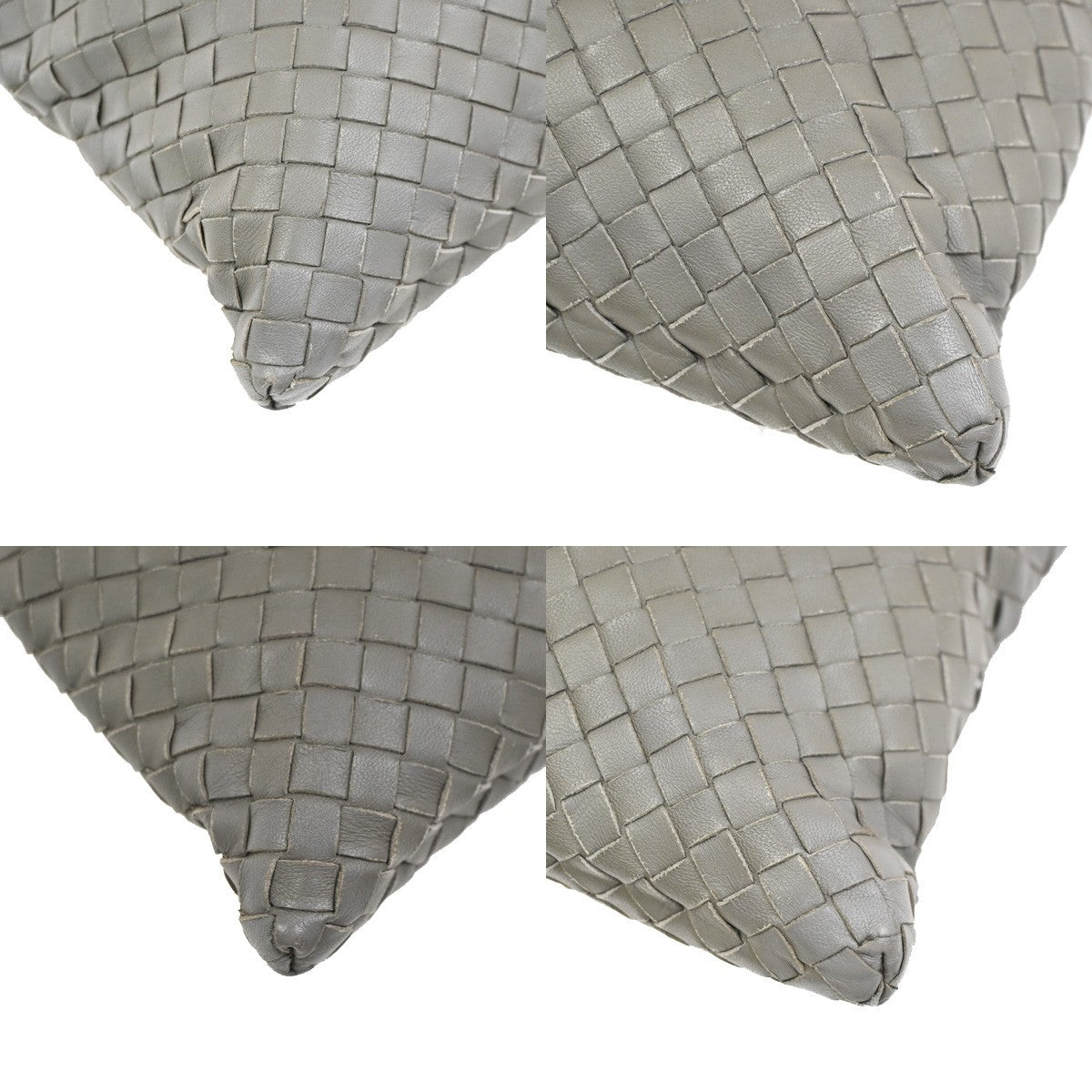 Bottega Veneta Flat Messenger Bag Intrecciato Nappa Gray Leather Shoulder Bag Bag (Pre-Owned)