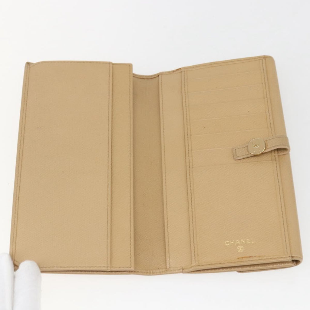 Chanel Coco Bouton Wallet Leather Beige Leather Wallets Accessory (Pre-Owned)
