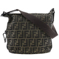 Fendi Logo Zucca Shoulder Bag Zucca Brown Canvas Shoulder Bag Bag (Pre-Owned)