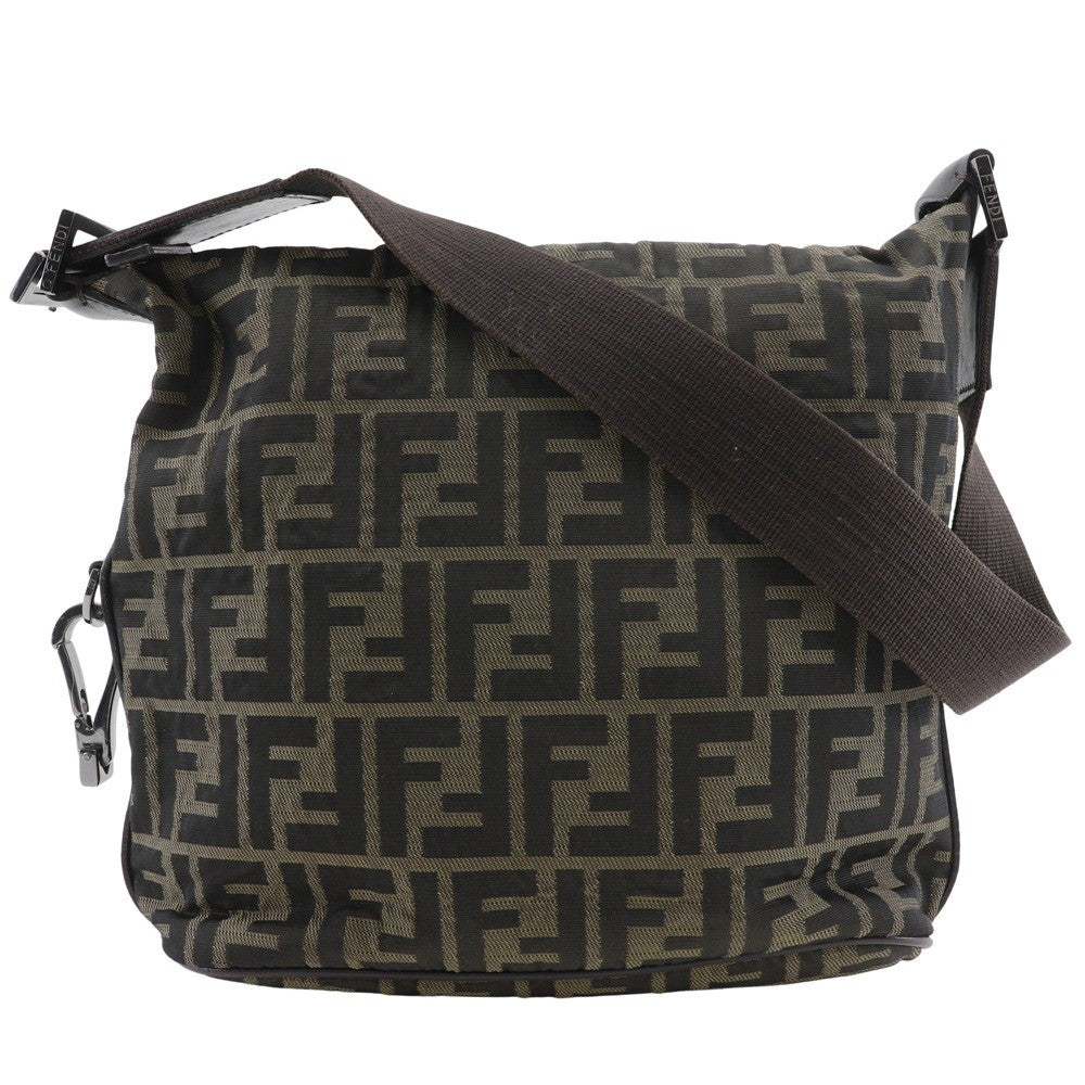 Fendi Logo Zucca Shoulder Bag Zucca Brown Canvas Shoulder Bag Bag (Pre-Owned)