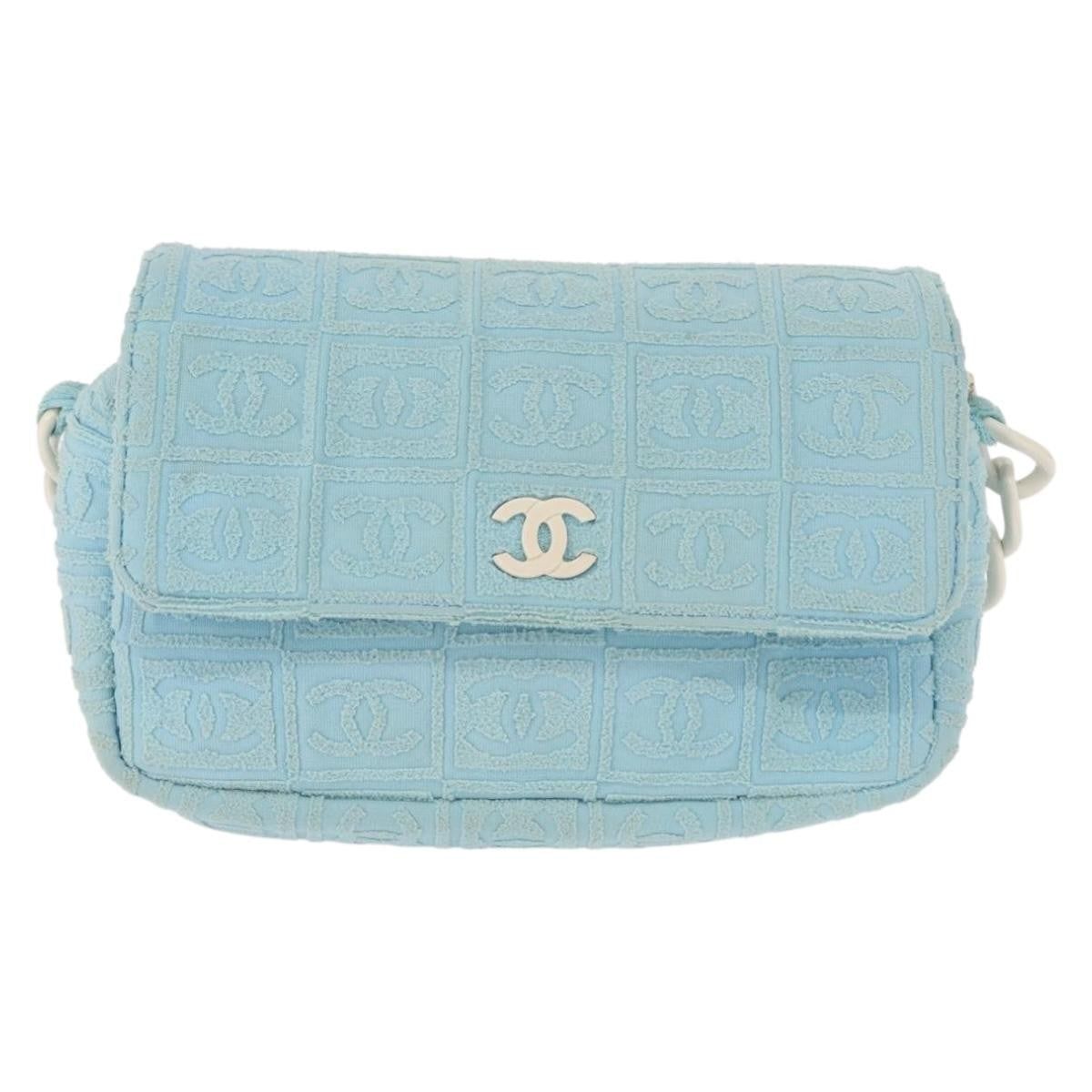 Chanel Sport Line Resin Camera Flap Bag Terry Cloth Blue Plastic Shoulder Bag Bag (Pre-Owned)