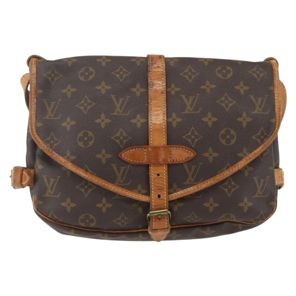 Louis Vuitton Saumur Handbag Monogram Canvas Brown Canvas Shoulder Bag Bag (Pre-Owned)