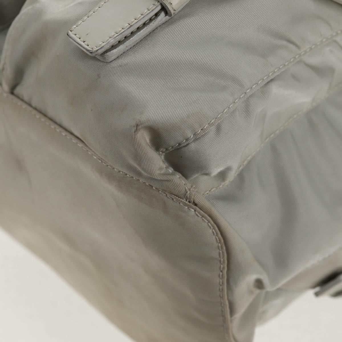 Prada Double Pocket Backpack Chain Shoulder Bag Re-Nylon Gray Nylon Backpack Bag (Pre-Owned)