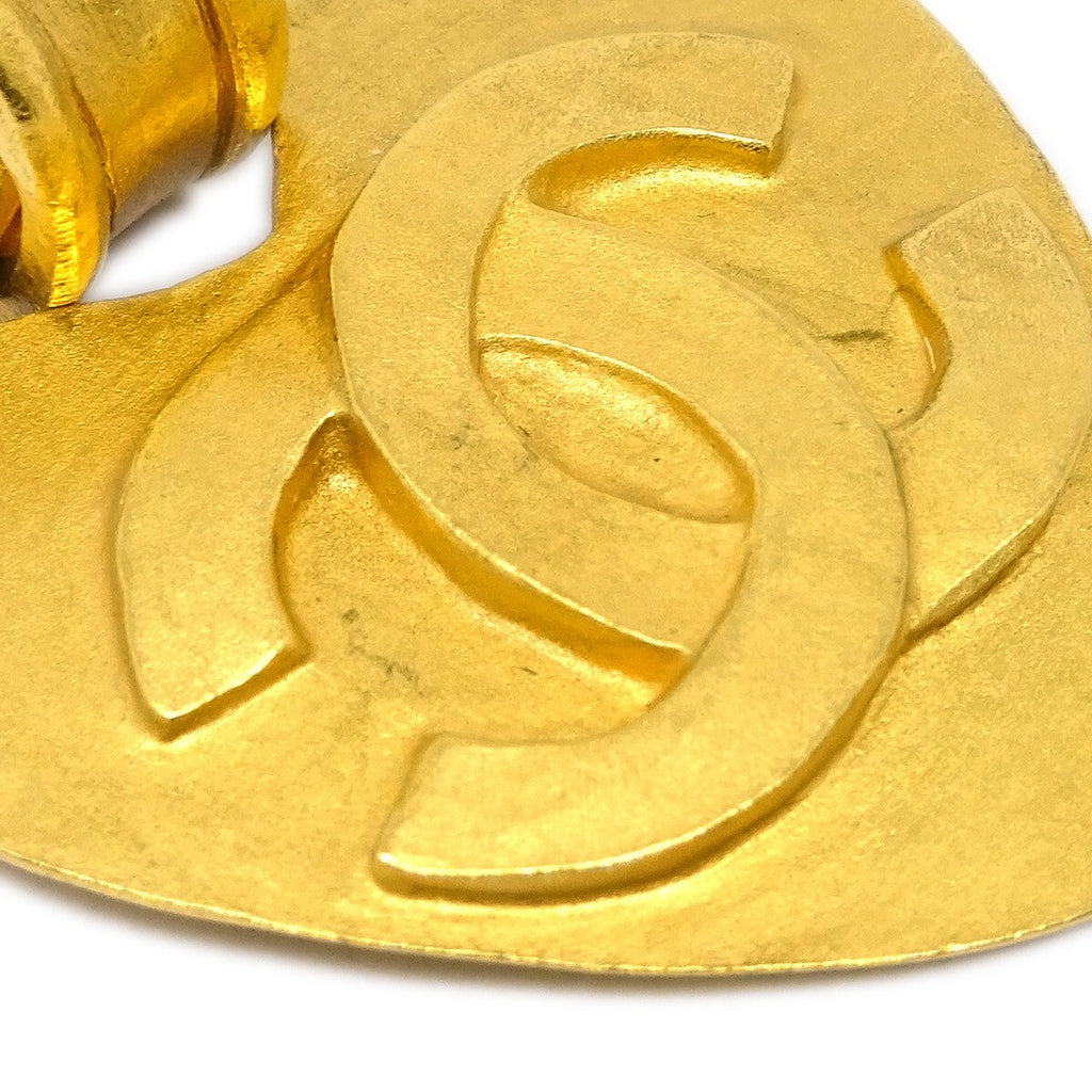 Chanel Vintage Cc Heart Clip-On Earrings Metal Gold Gold_Plated Earrings Jewelry (Pre-Owned)