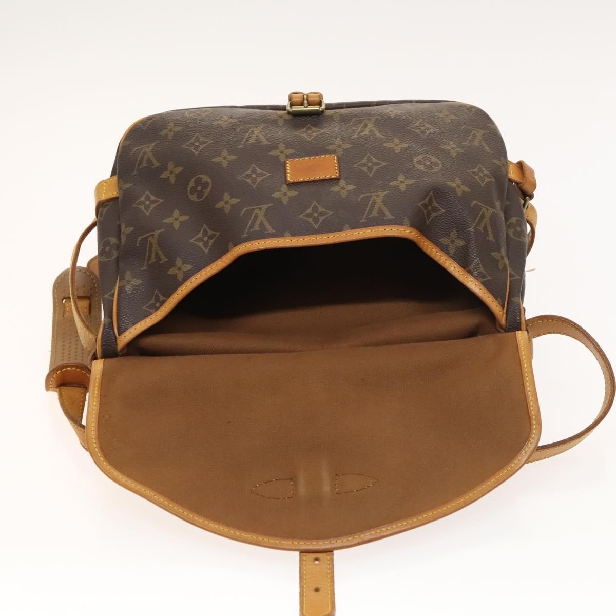 Louis Vuitton Saumur Handbag Monogram Canvas Brown Canvas Shoulder Bag Bag (Pre-Owned)