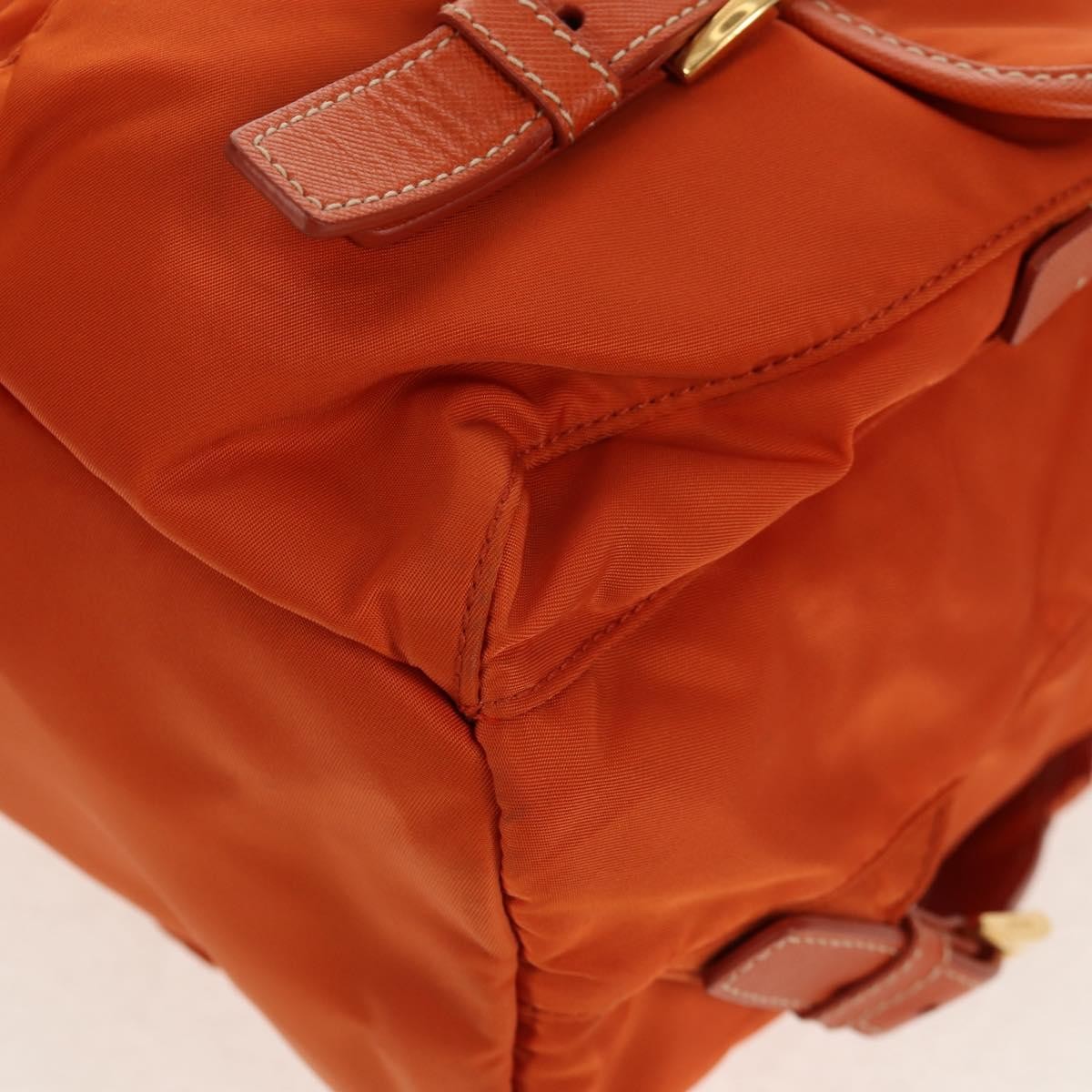 Prada Vela Double Front Pocket Backpack Tessuto With Saffiano Leather Orange Nylon Backpack Bag (Pre-Owned)