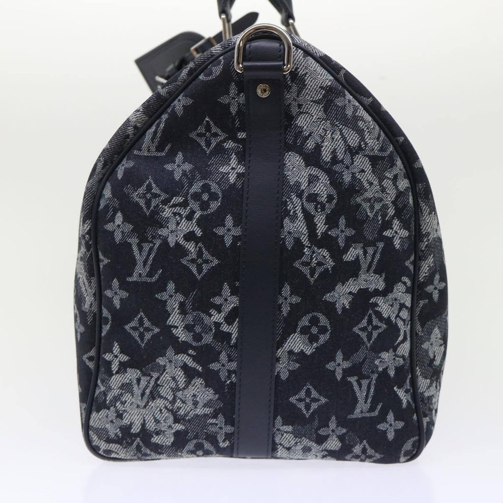 Louis Vuitton Keepall Bandouliere Bag Monogram Tapestry Canvas Navy Canvas Bag (Pre-Owned)