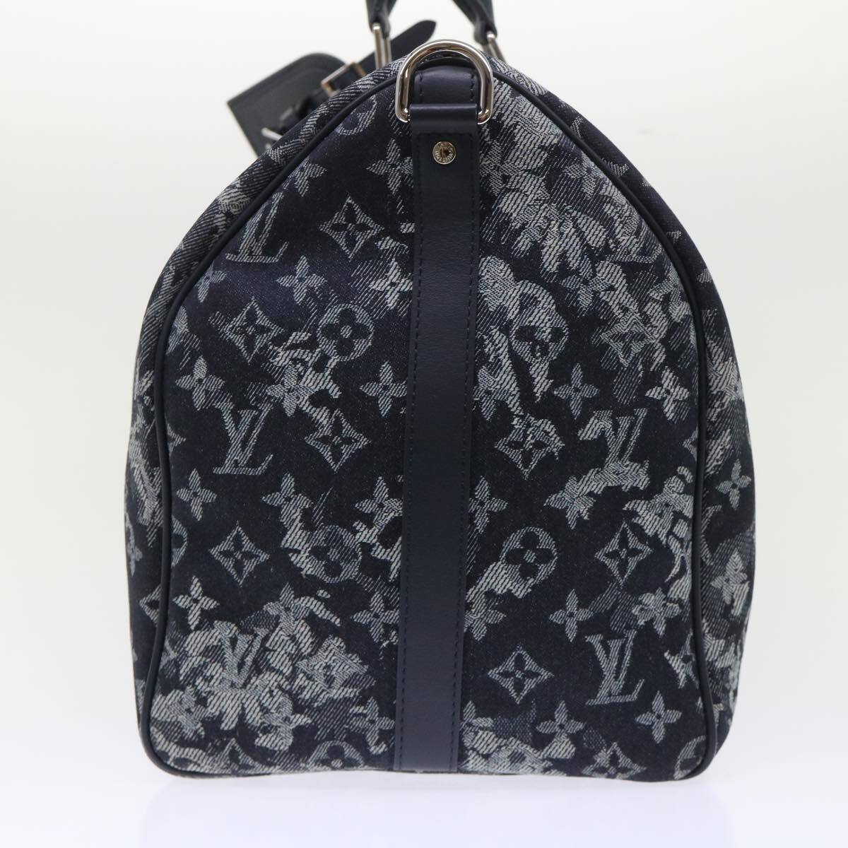Louis Vuitton Keepall Bandouliere Bag Monogram Tapestry Canvas Navy Canvas Bag (Pre-Owned)