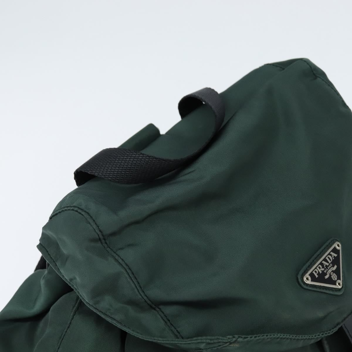 Prada Vela Double Front Pocket Backpack Tessuto With Saffiano Leather Khaki Nylon Backpack Bag (Pre-Owned)