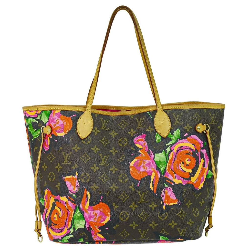 Louis Vuitton Neverfull Tote Limited Edition Monogram Roses Brown Canvas Tote Bag Bag (Pre-Owned)