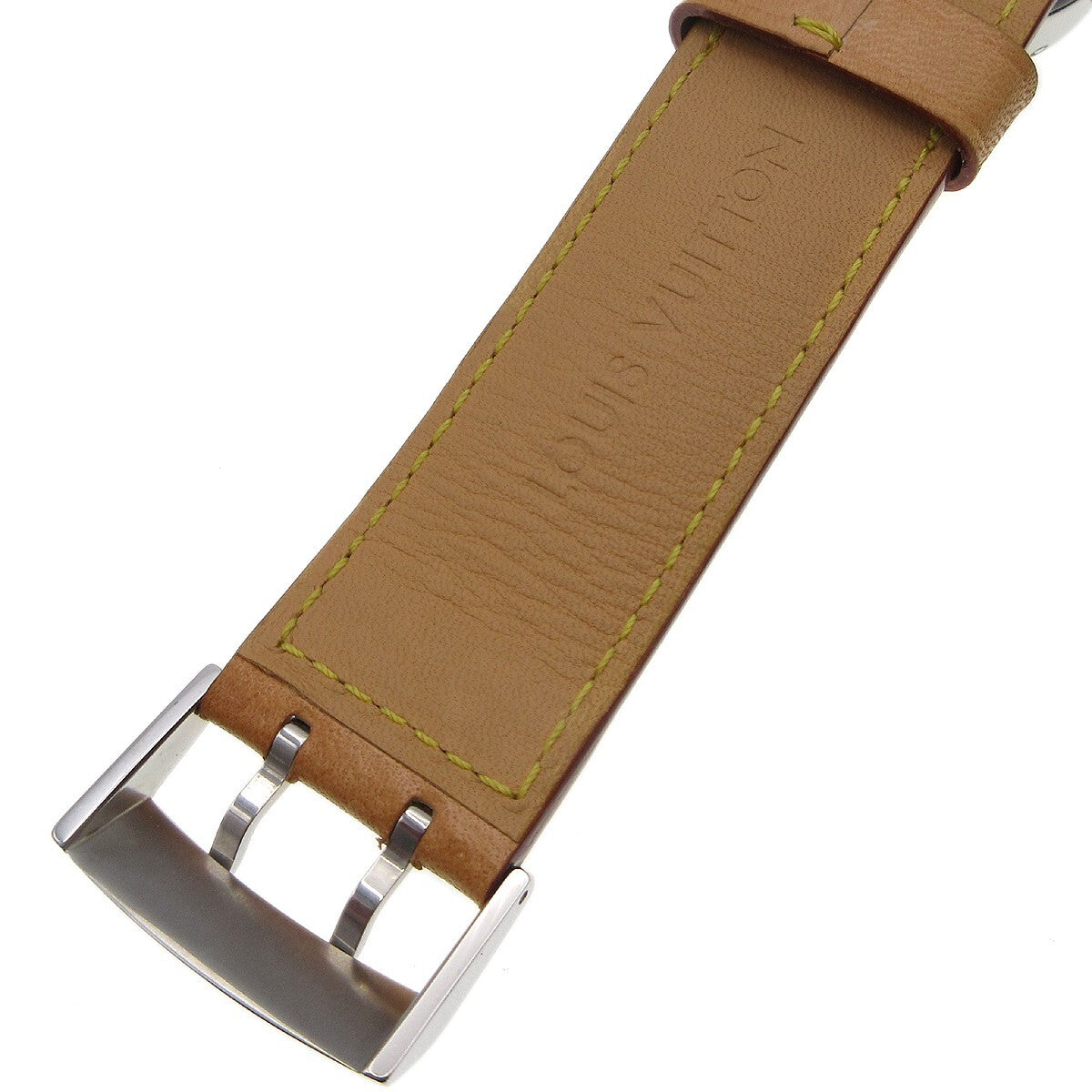 Louis Vuitton Tambour Quartz Watch Stainless Steel And Monogram Multicolor Watch (Pre-Owned)