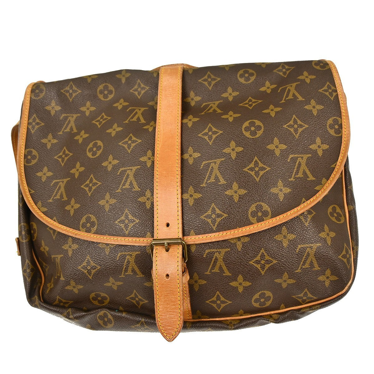 Louis Vuitton Saumur Handbag Monogram Canvas Brown Canvas Shoulder Bag Bag (Pre-Owned)