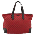 Gucci Original Zip Tote Gg Canvas With Leather Red Canvas Tote Bag Bag (Pre-Owned)