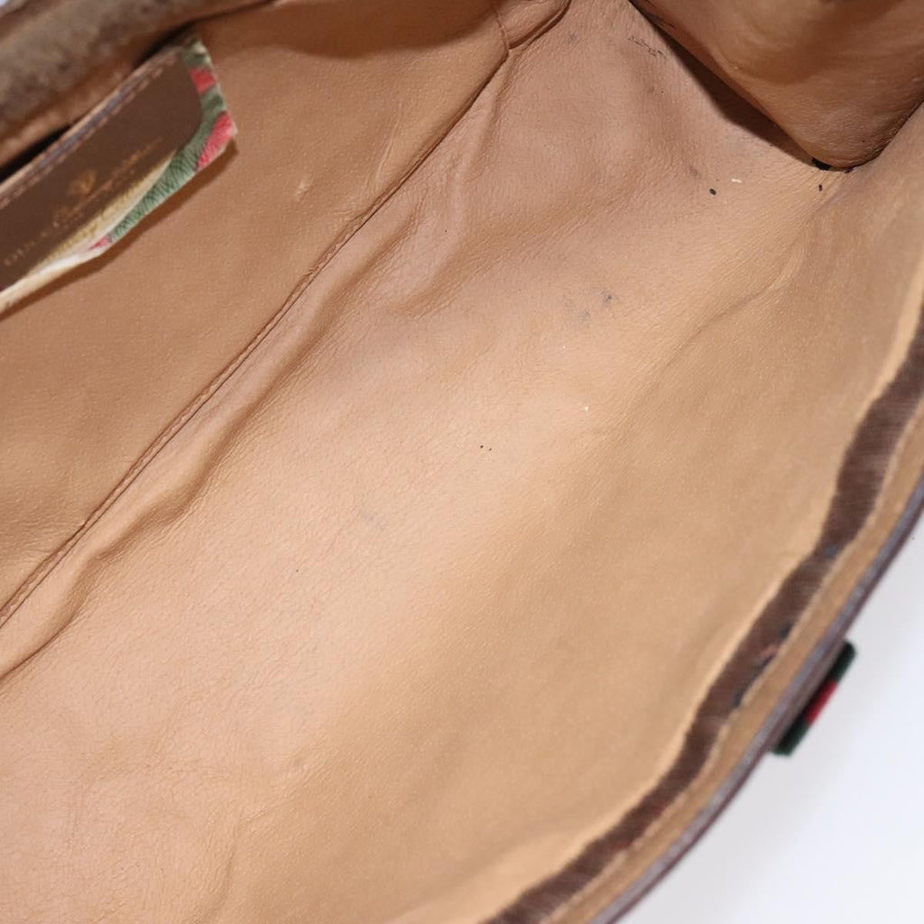Gucci Sherry Line Pouch Canvas Beige Canvas Clutche & Pouche Bag (Pre-Owned)