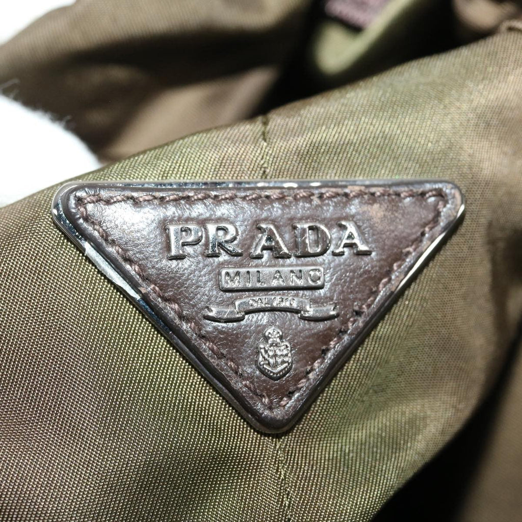 Prada Convertible Double Tote Tessuto Khaki Nylon Tote Bag Bag (Pre-Owned)