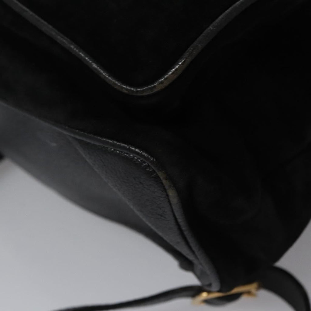 Gucci Vintage Bamboo Backpack Suede Black Suede Backpack Bag (Pre-Owned)