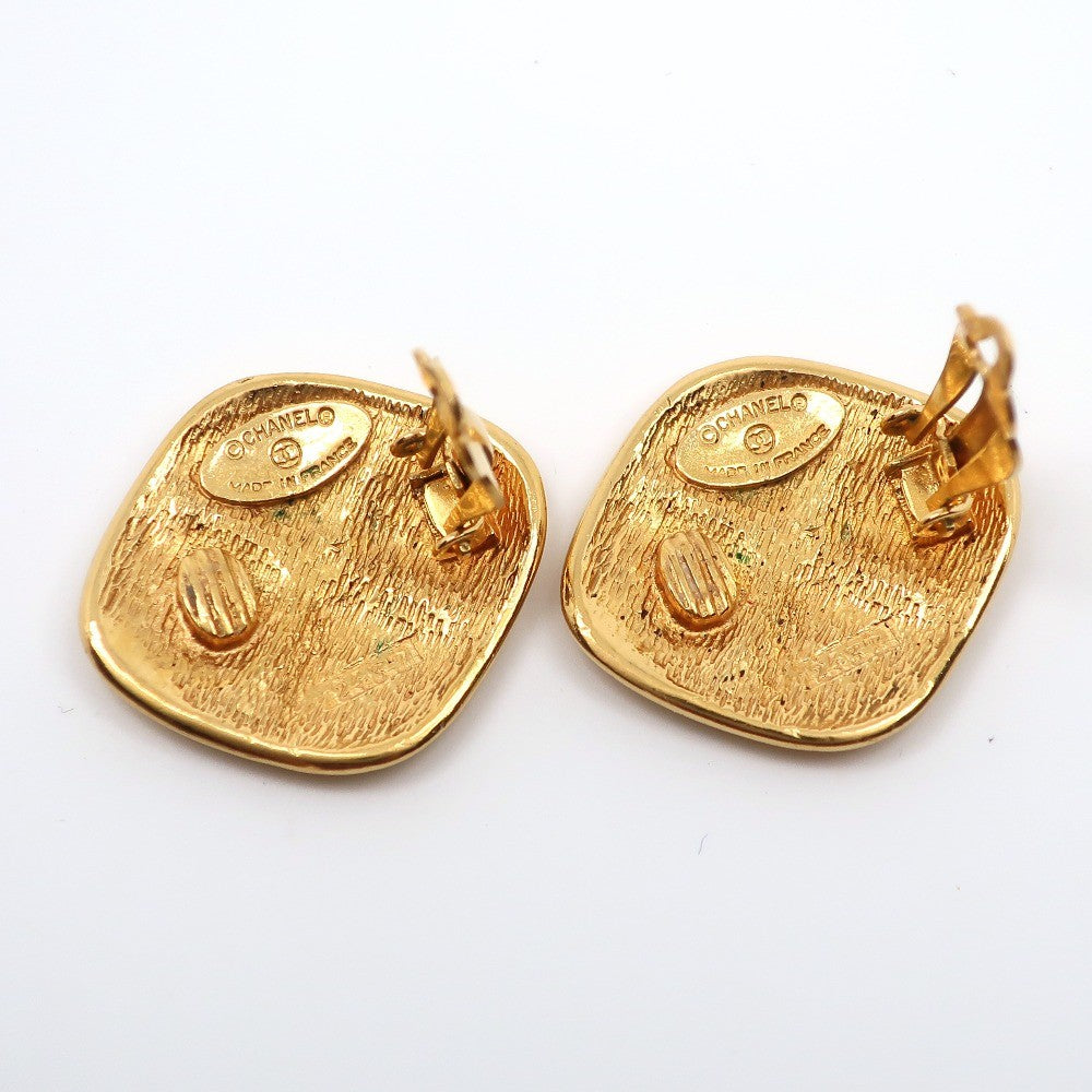 Chanel Cc Rhombus Clip-On Earrings Metal Gold Gold_Plated Earrings Jewelry (Pre-Owned)