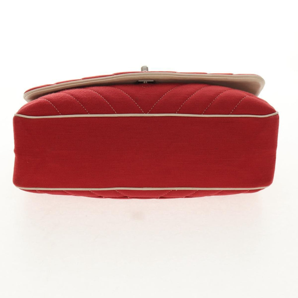 Chanel Leo Lion Flap Bag Chevron Jersey Red Cotton Shoulder Bag Bag (Pre-Owned)
