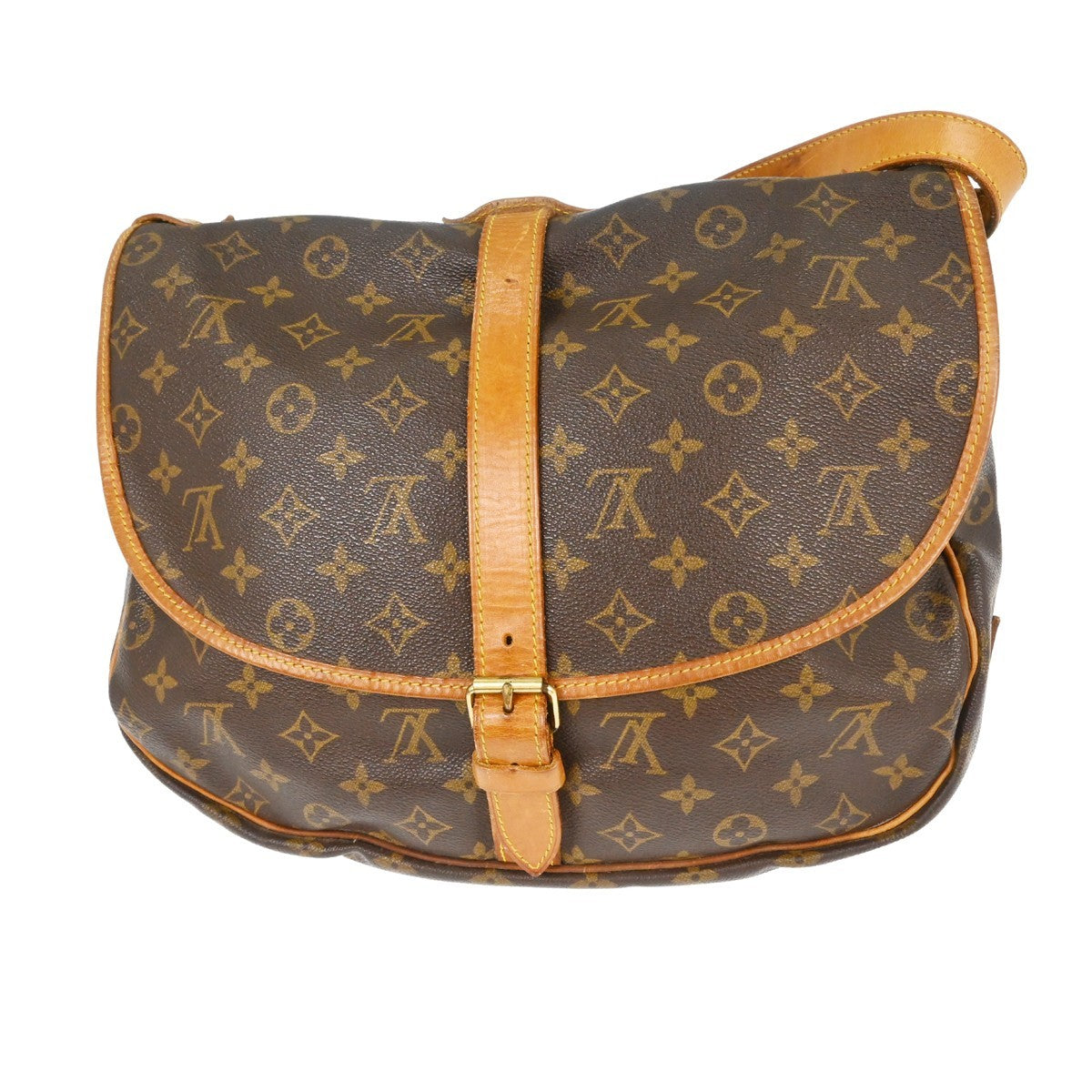 Louis Vuitton Saumur Handbag Monogram Canvas Brown Canvas Shoulder Bag Bag (Pre-Owned)