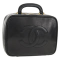 Chanel Vintage Timeless Zip Around Vanity Case Caviar Black Leather Clutche & Pouche Bag (Pre-Owned)