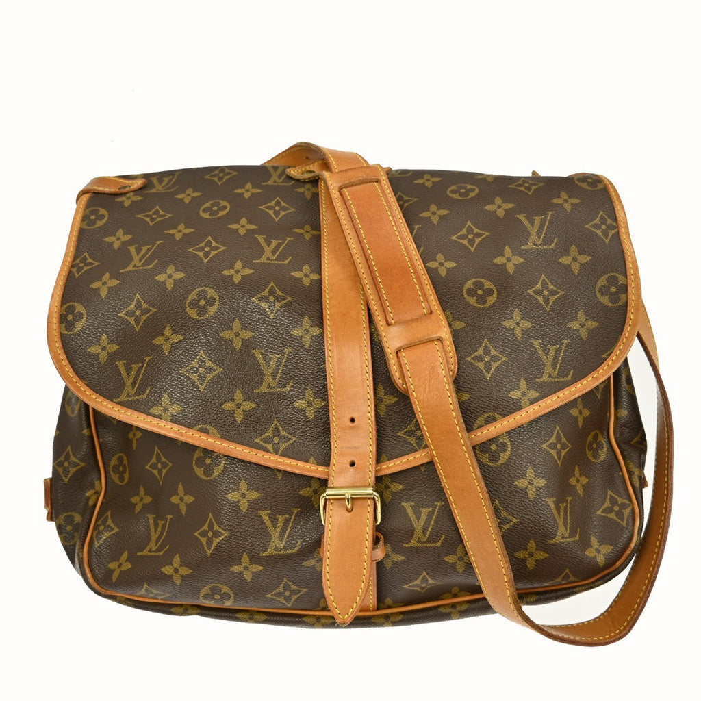 Louis Vuitton Saumur Handbag Monogram Canvas Brown Canvas Shoulder Bag Bag (Pre-Owned)