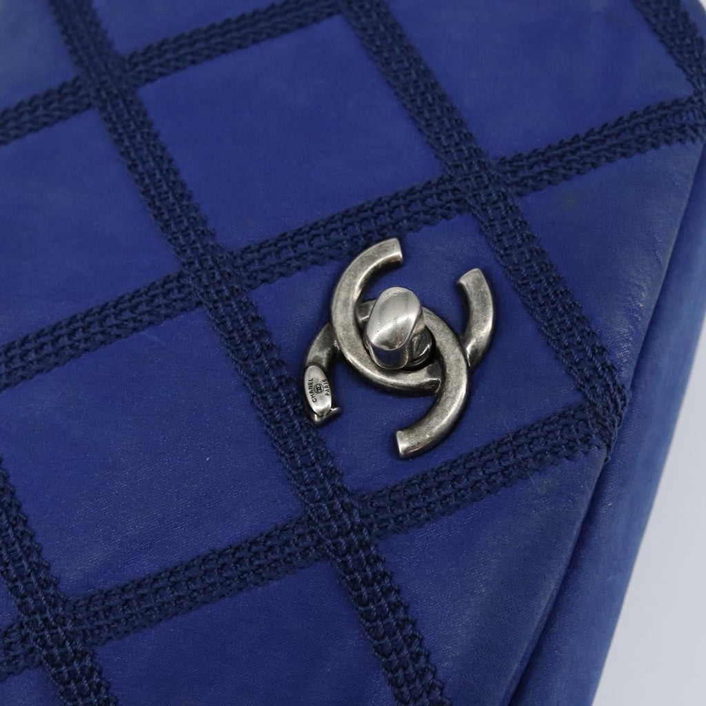 Chanel Diamond Stitch Chain Flap Bag Quilted Iridescent Calfskin Blue Leather Shoulder Bag Bag (Pre-Owned)