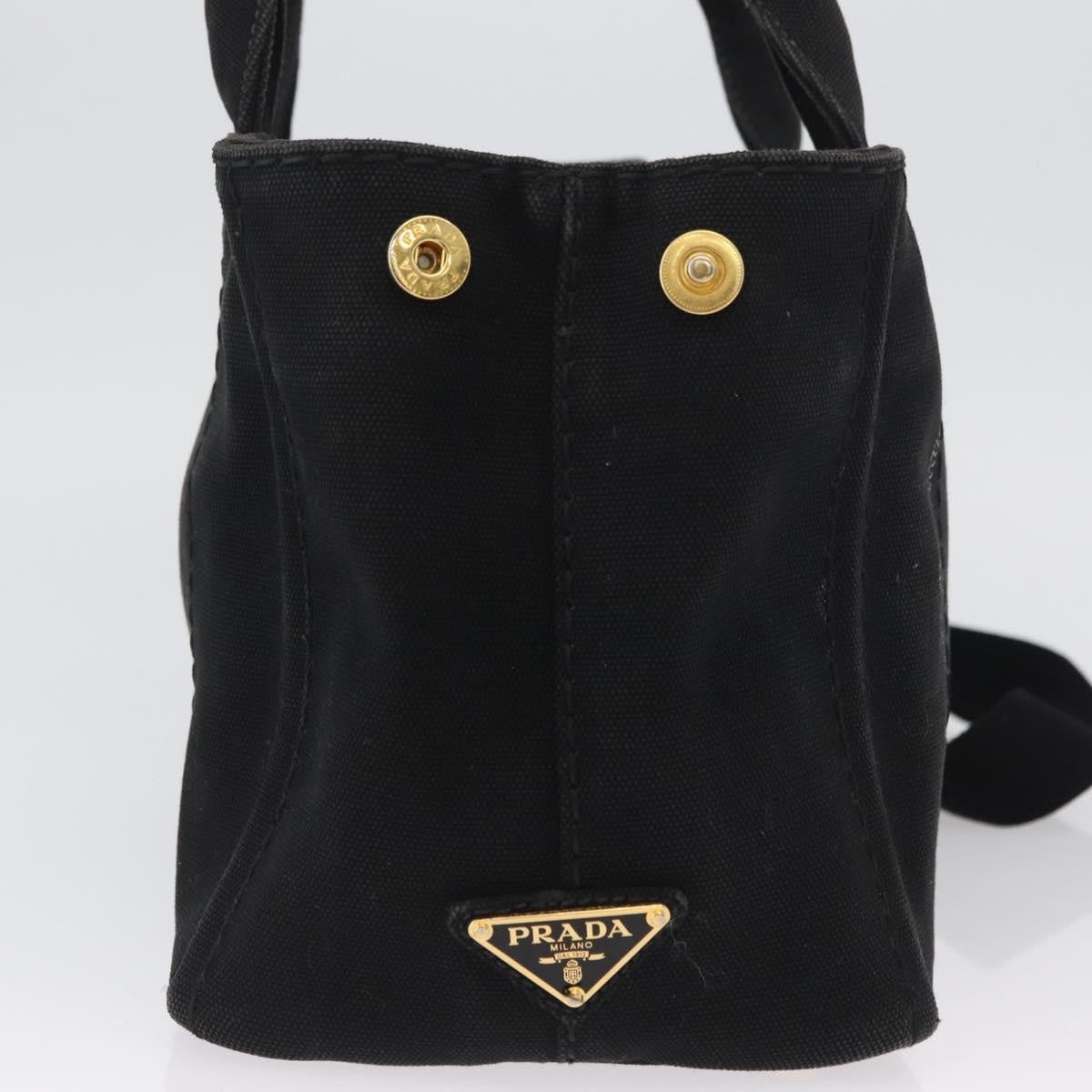 Prada Canapa Tote Canvas Black Canvas Tote Bag Bag (Pre-Owned)