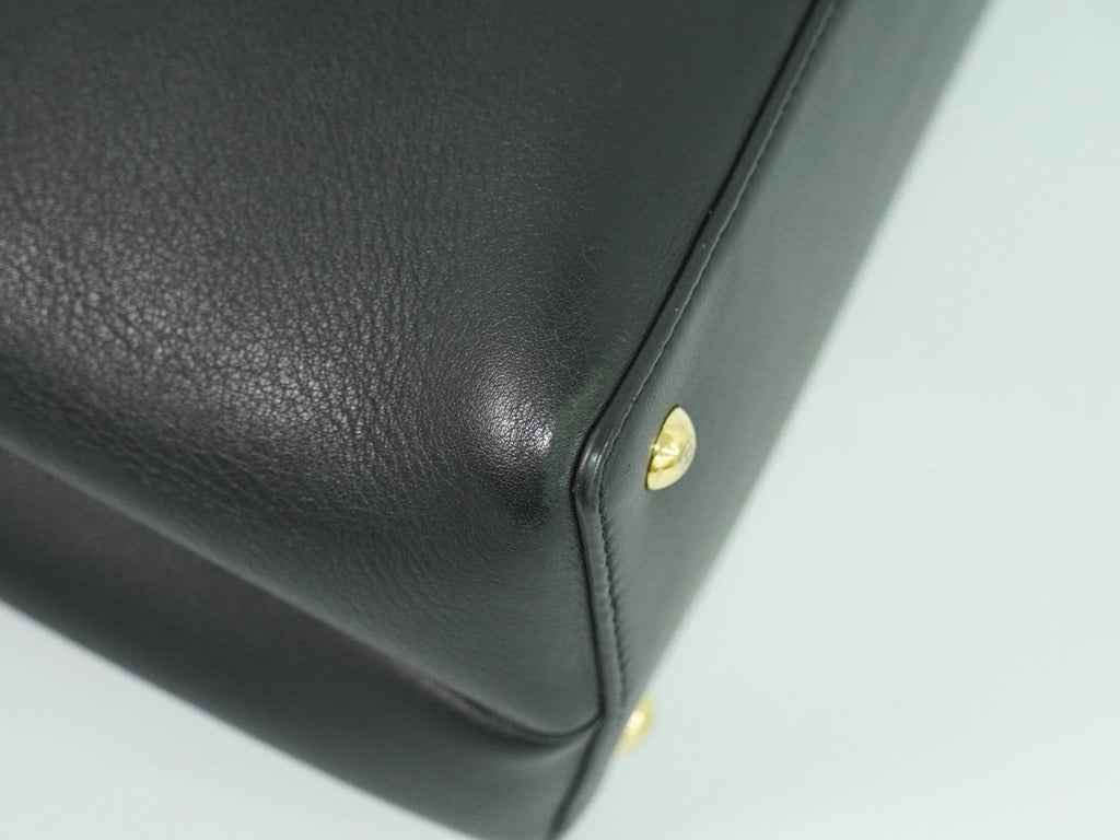 Fendi 2Jours Bag Leather Black Leather Handbag (Pre-Owned)