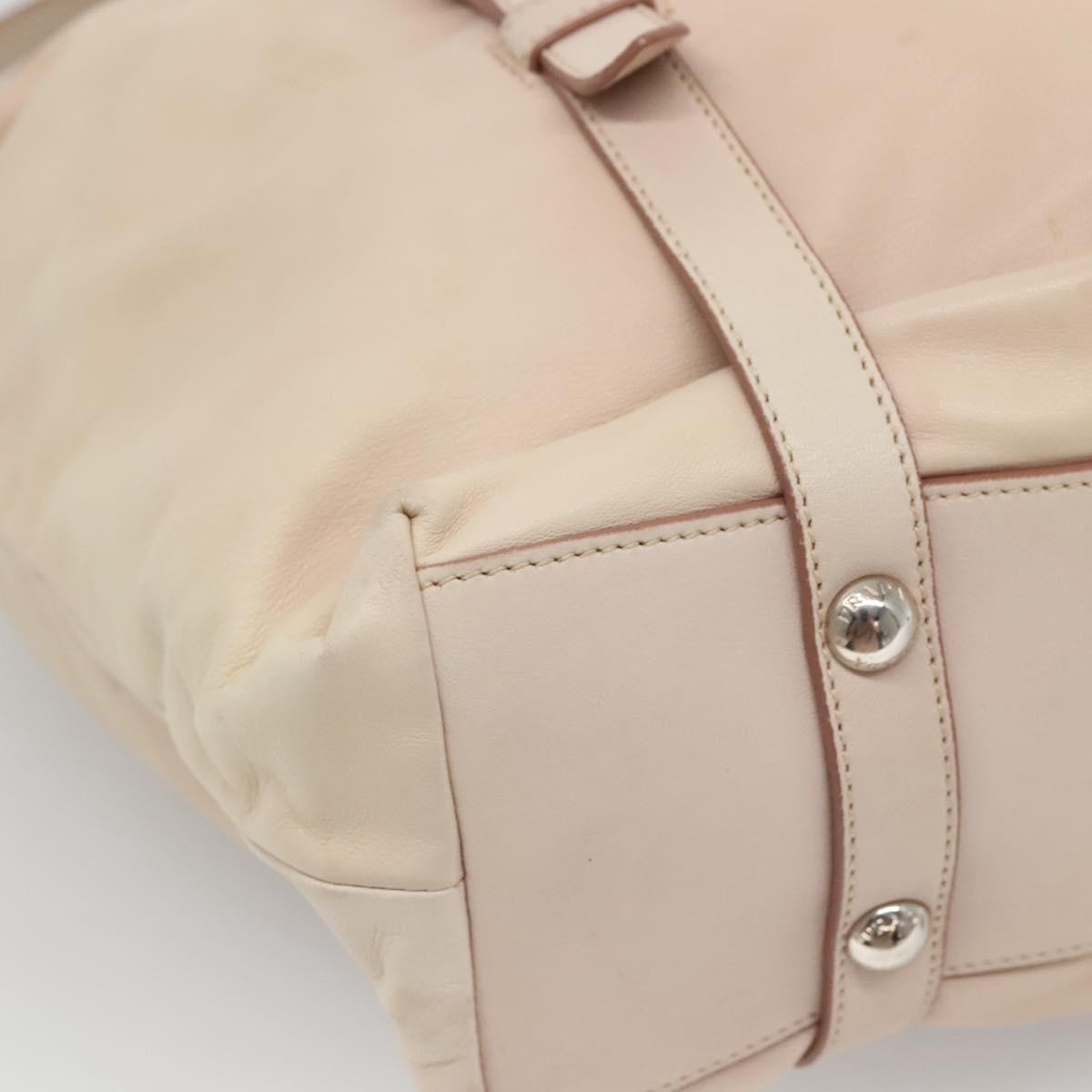 Prada Buckle Strap Shoulder Bag Leather Beige Leather Shoulder Bag Bag (Pre-Owned)