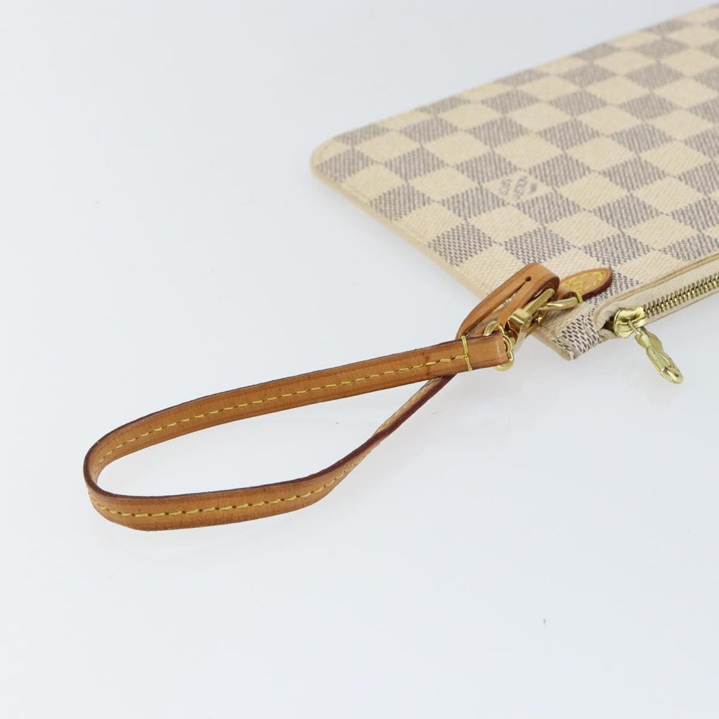 Louis Vuitton Neverfull Pochette Damier White Canvas Clutche & Pouche Bag (Pre-Owned)