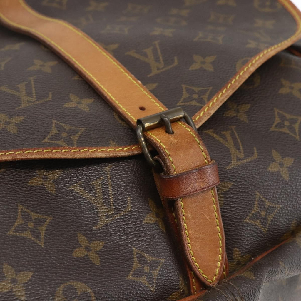 Louis Vuitton Saumur Handbag Monogram Canvas Brown Canvas Shoulder Bag Bag (Pre-Owned)