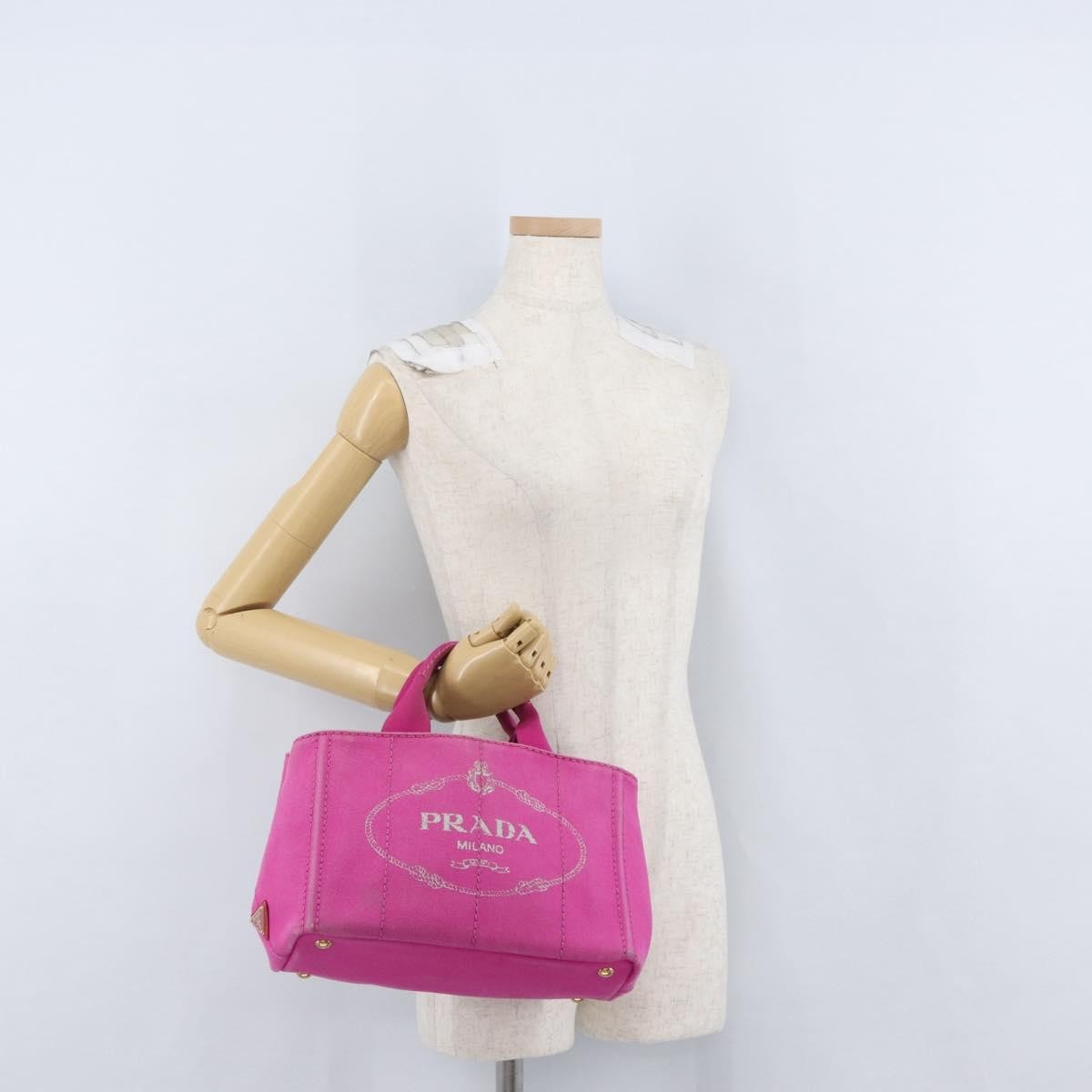 Prada Canapa Tote Canvas Pink Canvas Tote Bag Bag (Pre-Owned)