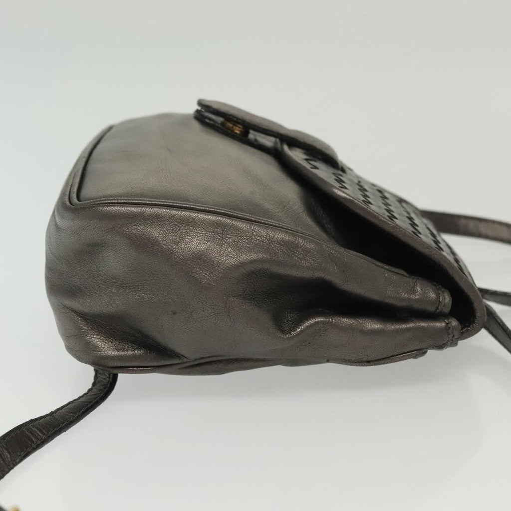 Bottega Veneta Intrecciato Backpack Patent Leather Metallic Leather Backpack Bag (Pre-Owned)