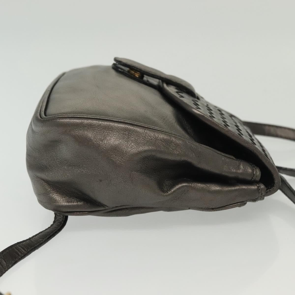 Bottega Veneta Intrecciato Backpack Patent Leather Metallic Leather Backpack Bag (Pre-Owned)