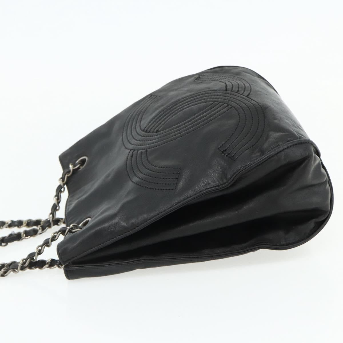 Chanel Vintage Cc Shoulder Bag Lambskin Black Leather Shoulder Bag Bag (Pre-Owned)