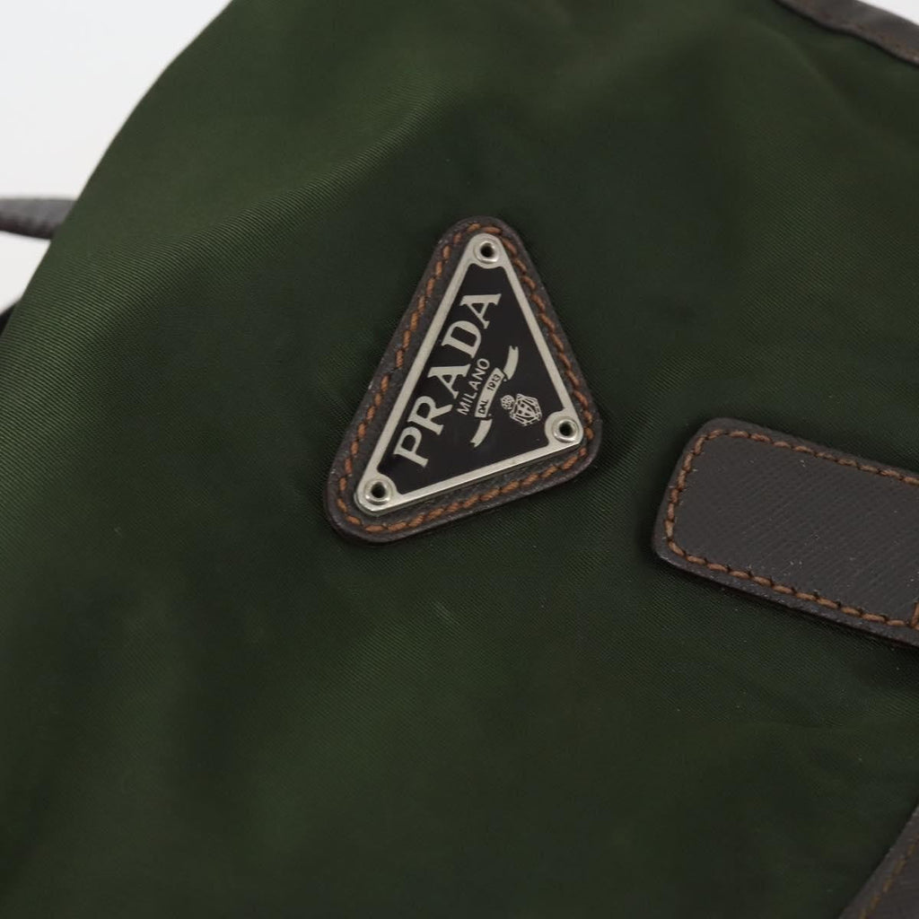 Prada Double Front Pocket Backpack Tessuto Khaki Nylon Backpack Bag (Pre-Owned)