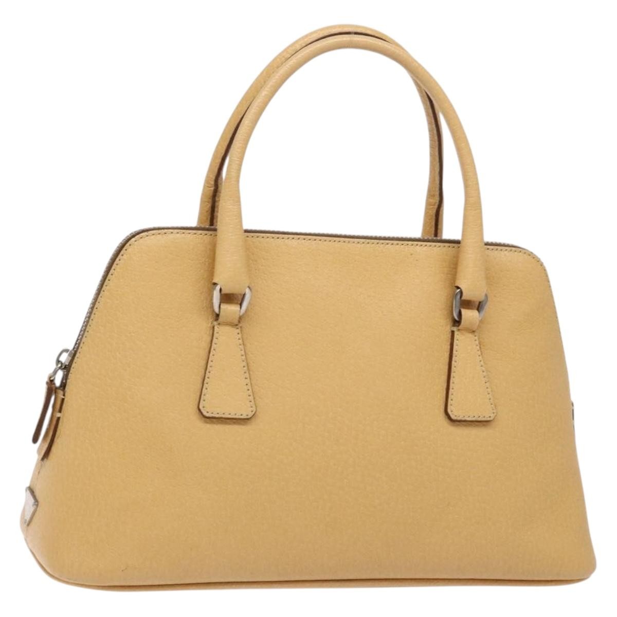 Prada Cuir Promenade Bag Saffiano Leather Beige Leather Handbag (Pre-Owned)