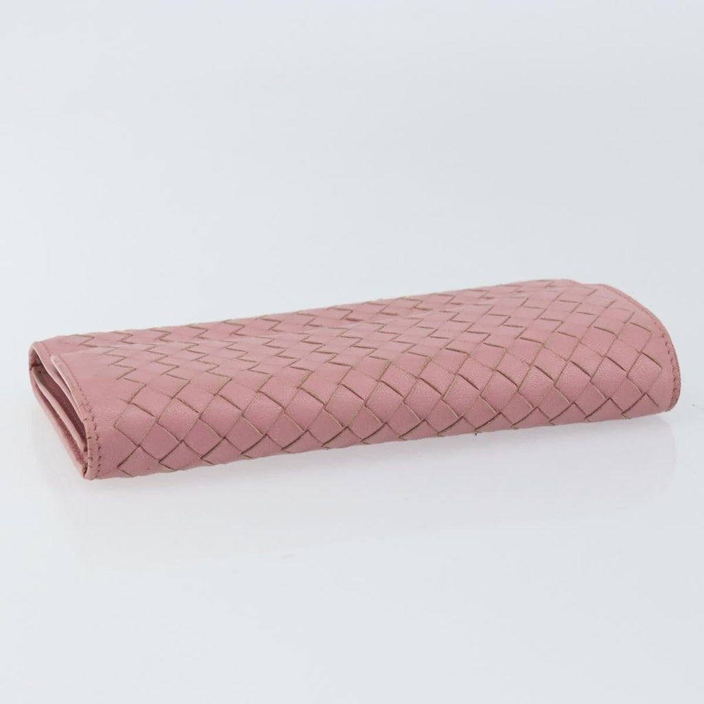 Bottega Veneta Intrecciato Long Zip  Wallet Leather Pink Leather Wallets Accessory (Pre-Owned)