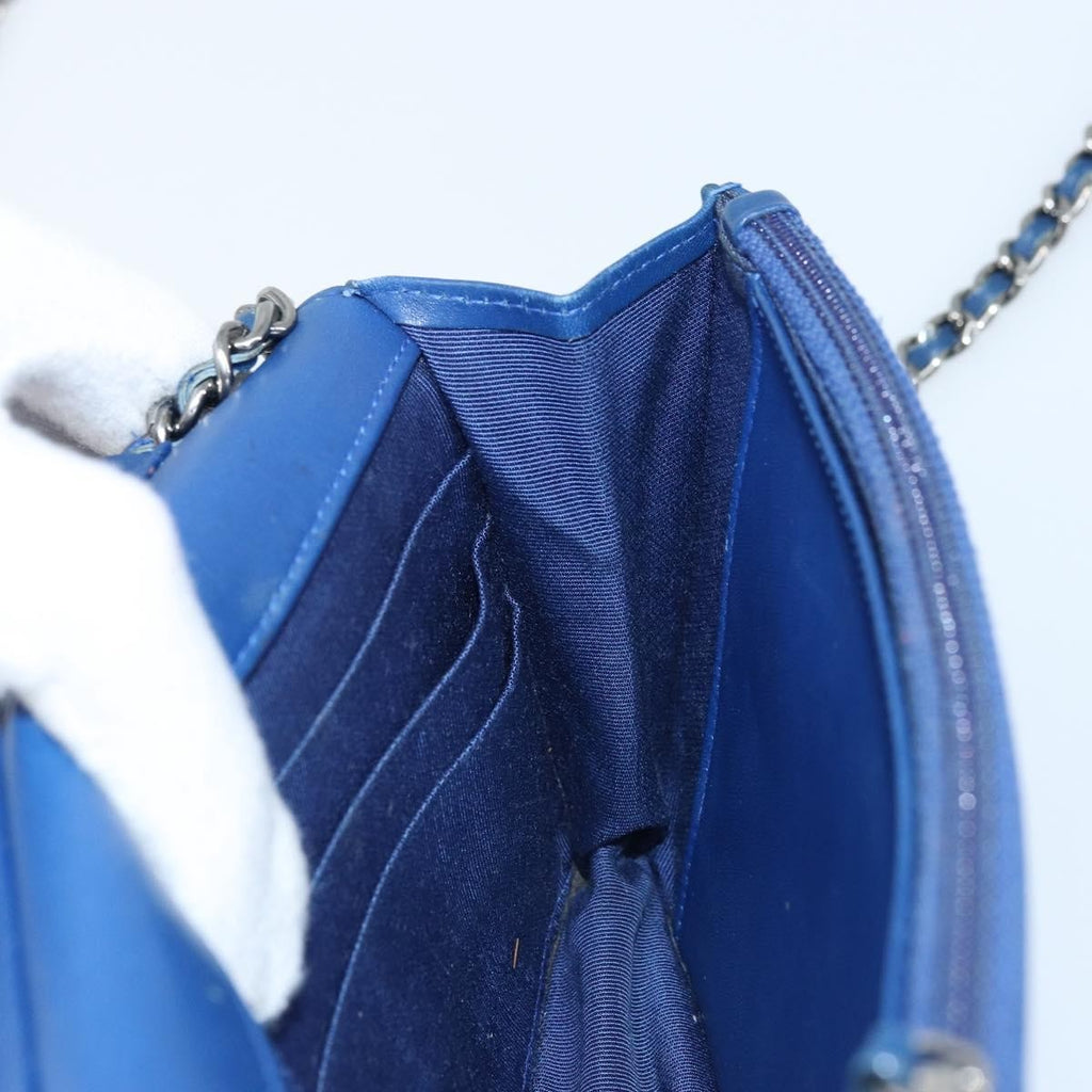 Chanel Wallet On Chain Canvas Navy Canvas Shoulder Bag Bag (Pre-Owned)