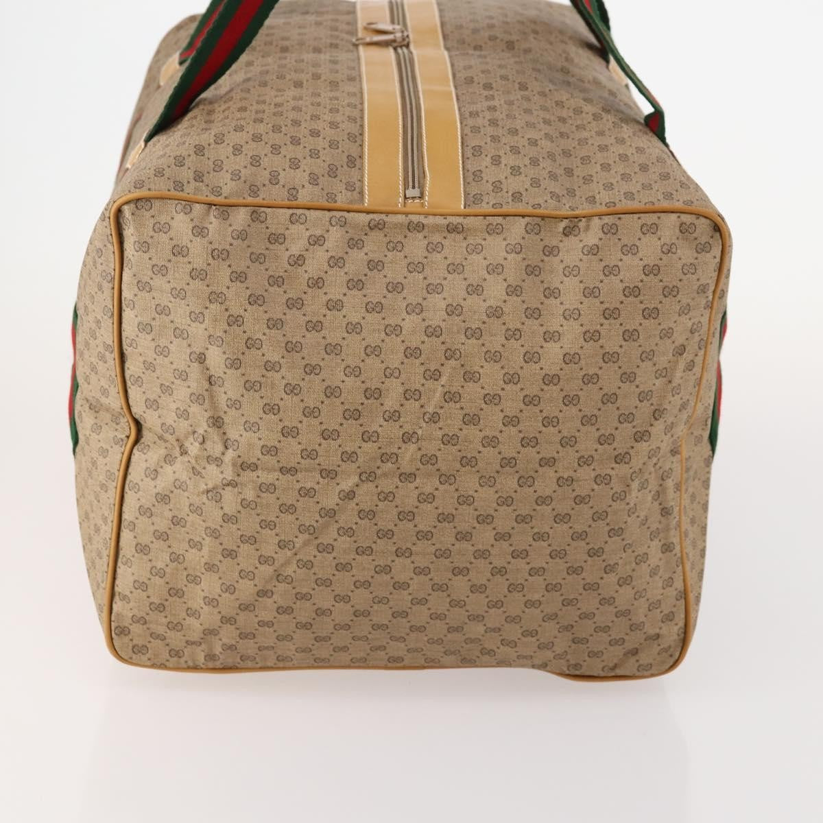 Gucci Web Trim Weekend Duffle Bag Gg Coated Canvas Beige Canvas Travel Bag Bag (Pre-Owned)