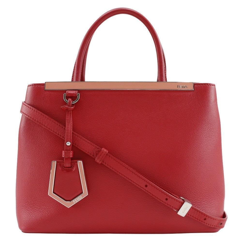 Fendi 2Jours Bag Leather Red Calfskin Tote Bag Bag (Pre-Owned)