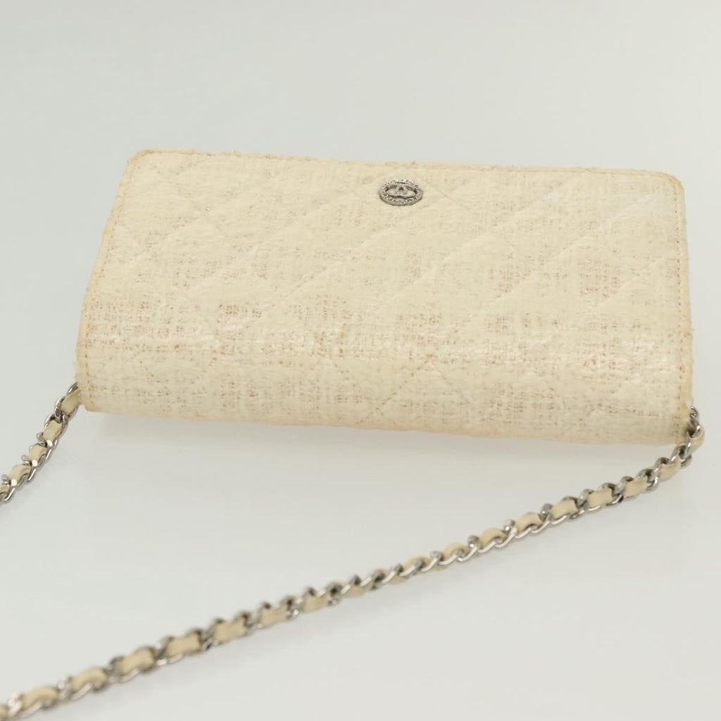 Chanel Wallet On Chain Tweed White Tweed Shoulder Bag Bag (Pre-Owned)