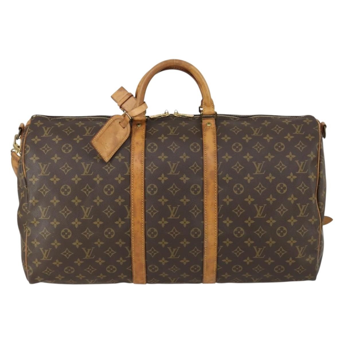 Louis Vuitton Keepall Bandouliere Bag Monogram Canvas Brown Canvas Travel Bag Bag (Pre-Owned)