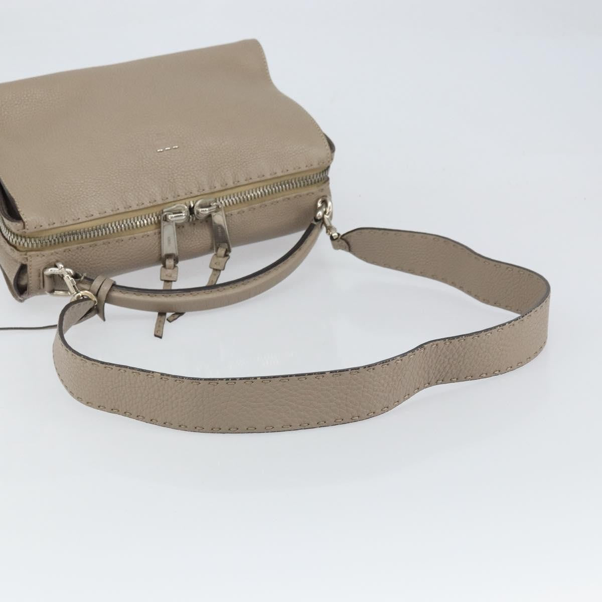 Fendi Selleria Lei Bag Leather Gray Leather Handbag (Pre-Owned)