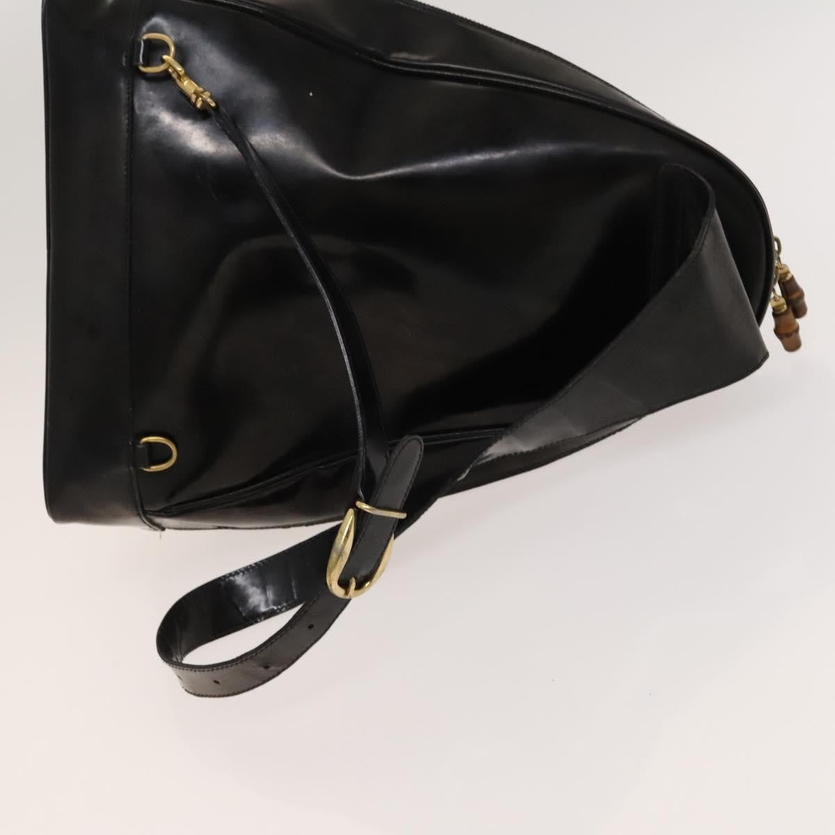 Gucci Vintage Bamboo Backpack Patent Black Patent_Leather Backpack Bag (Pre-Owned)