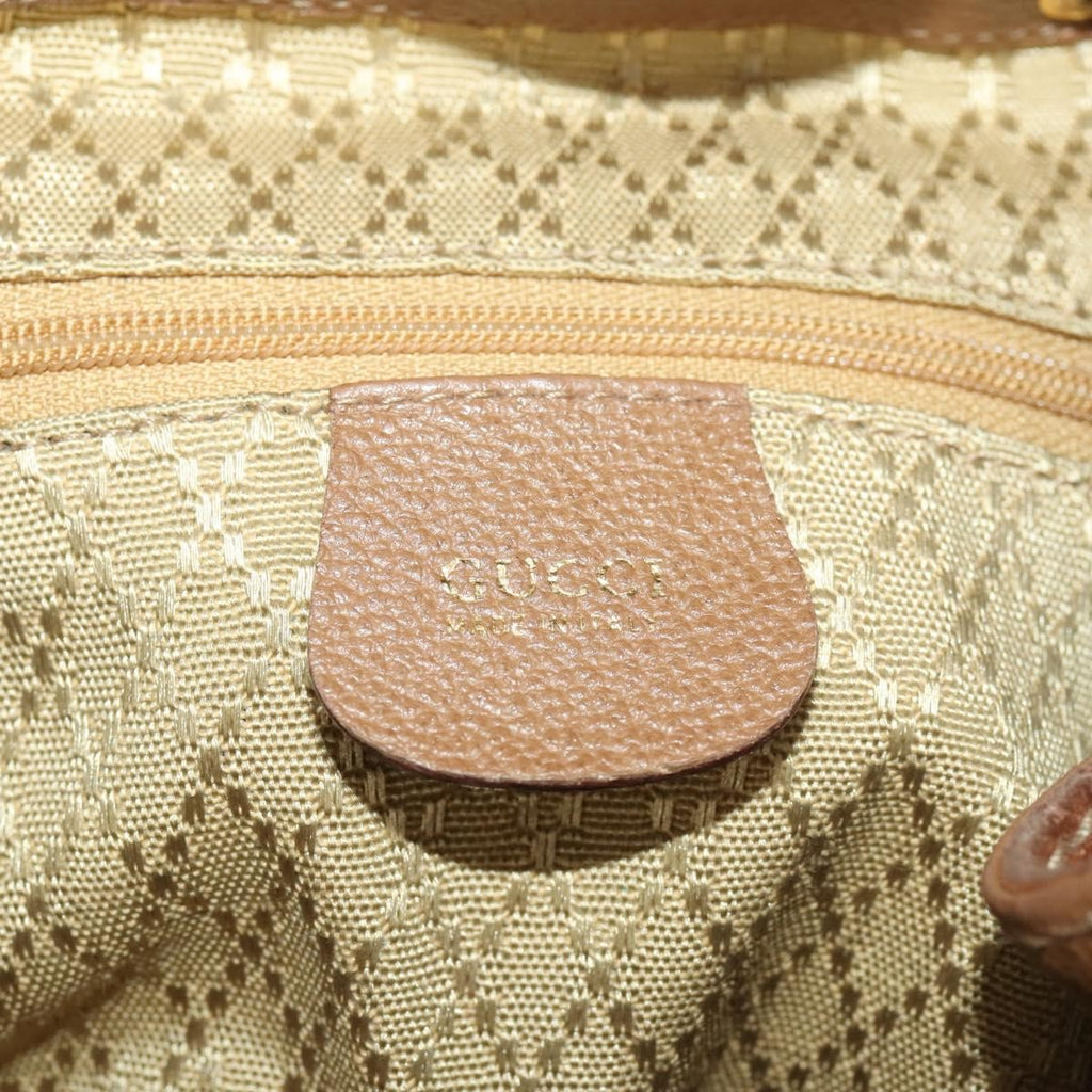 Gucci Vintage Bamboo Backpack Suede And Leather Brown Suede Backpack Bag (Pre-Owned)