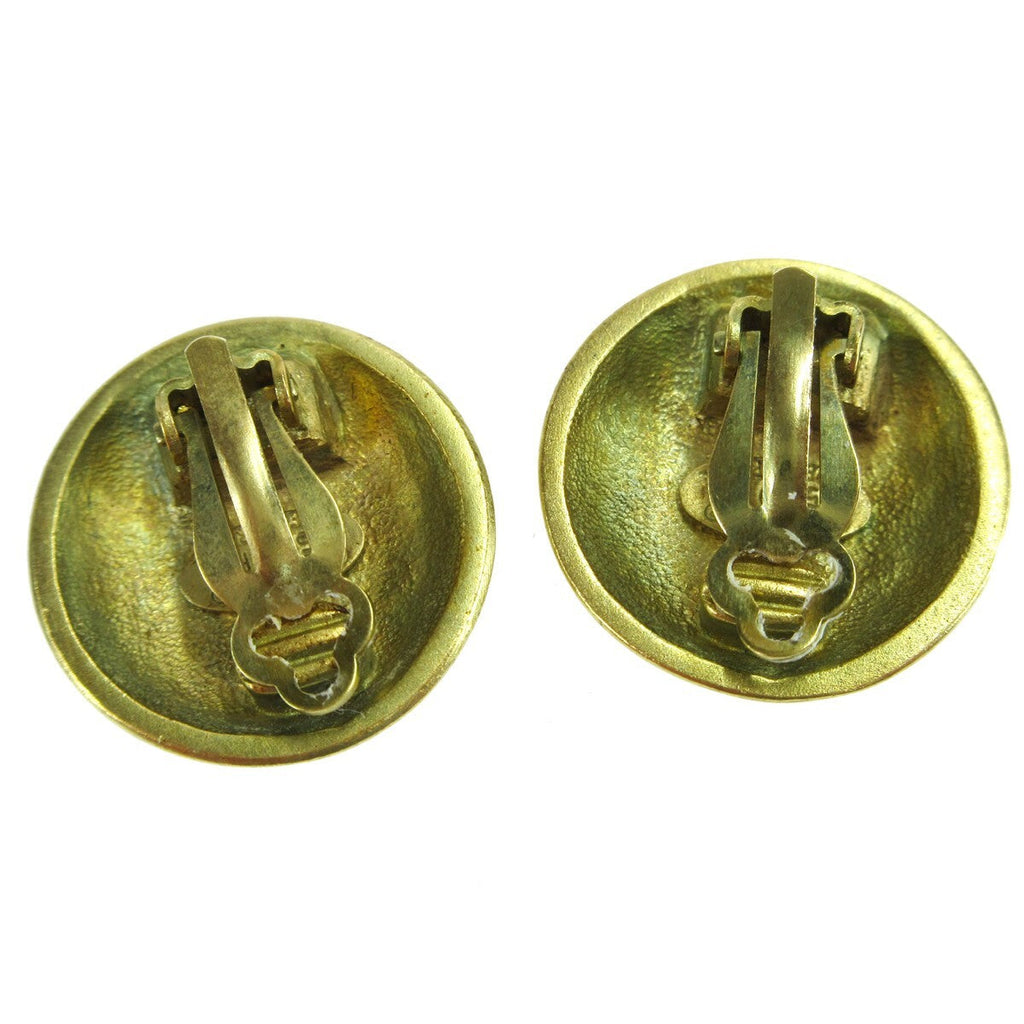 Chanel Cc Button Clip-On Earrings Metal Gold Gold_Plated Earrings Jewelry (Pre-Owned)