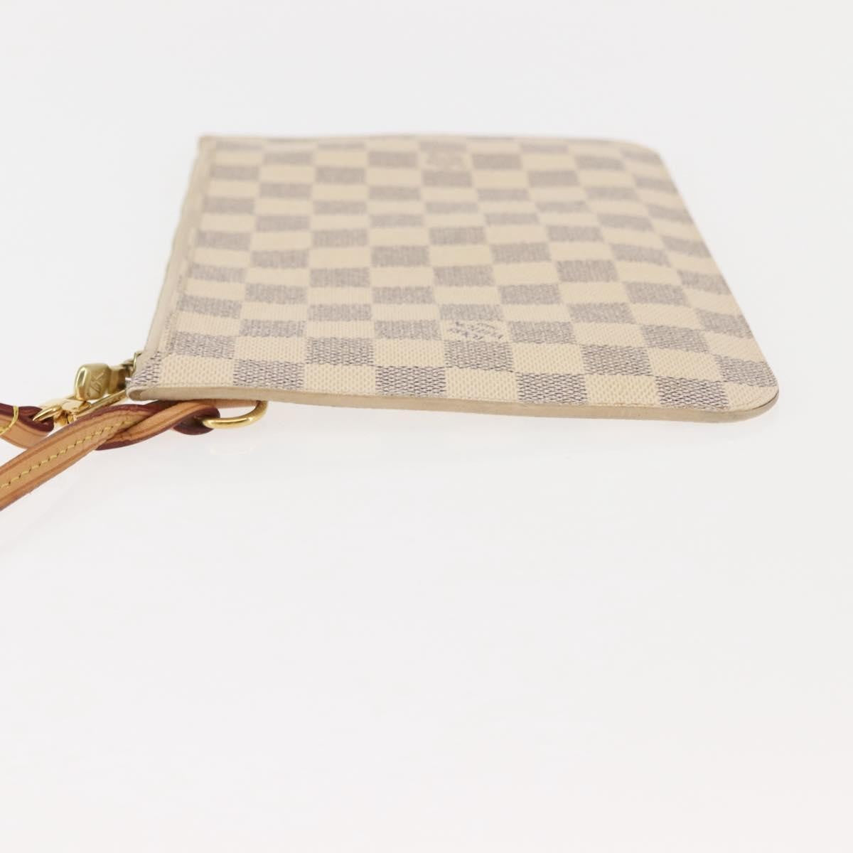 Louis Vuitton Neverfull Pochette Damier White Canvas Clutche & Pouche Bag (Pre-Owned)