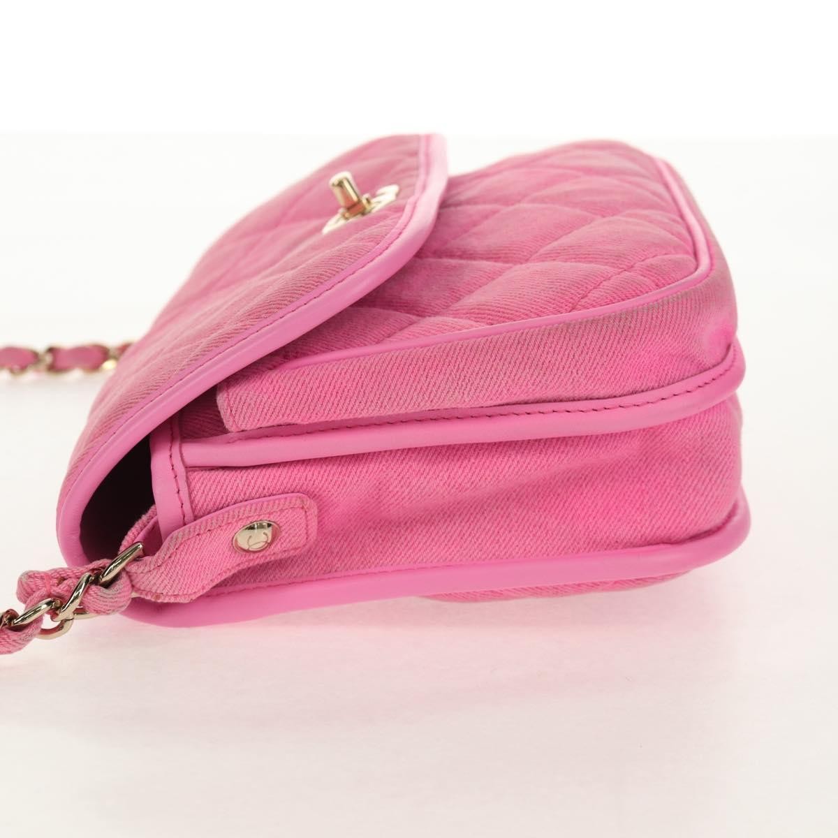 Chanel Flap Messenger Bag Quilted Denim Pink Canvas Shoulder Bag Bag (Pre-Owned)