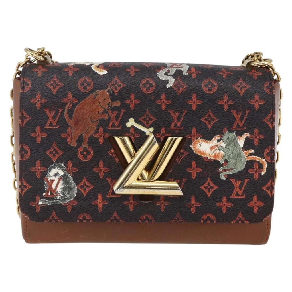 Louis Vuitton Twist Handbag Limited Edition Grace Coddington Catogram Canvas Brown Canvas Shoulder Bag Bag (Pre-Owned)